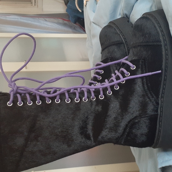#43 Brand new Sugar Thrillz velvet combat boots - Picture 6 of 11